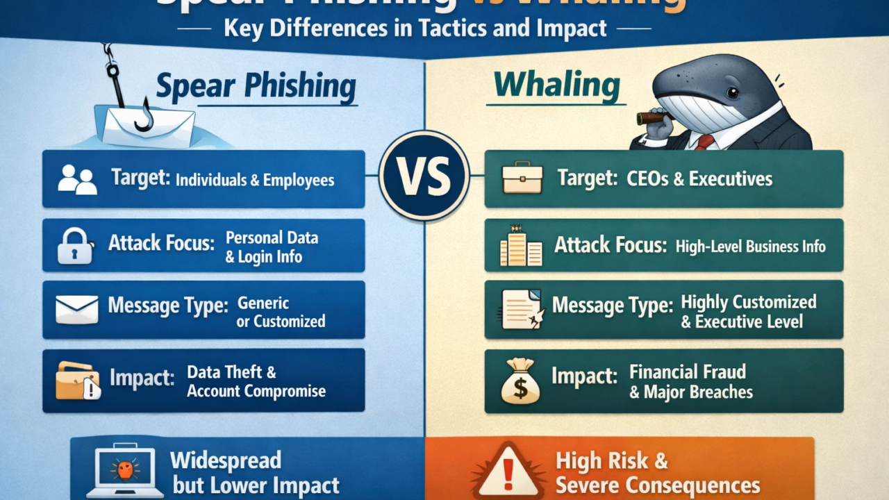 Spear Phishing vs Whaling Key Differences in Tactics and Impact